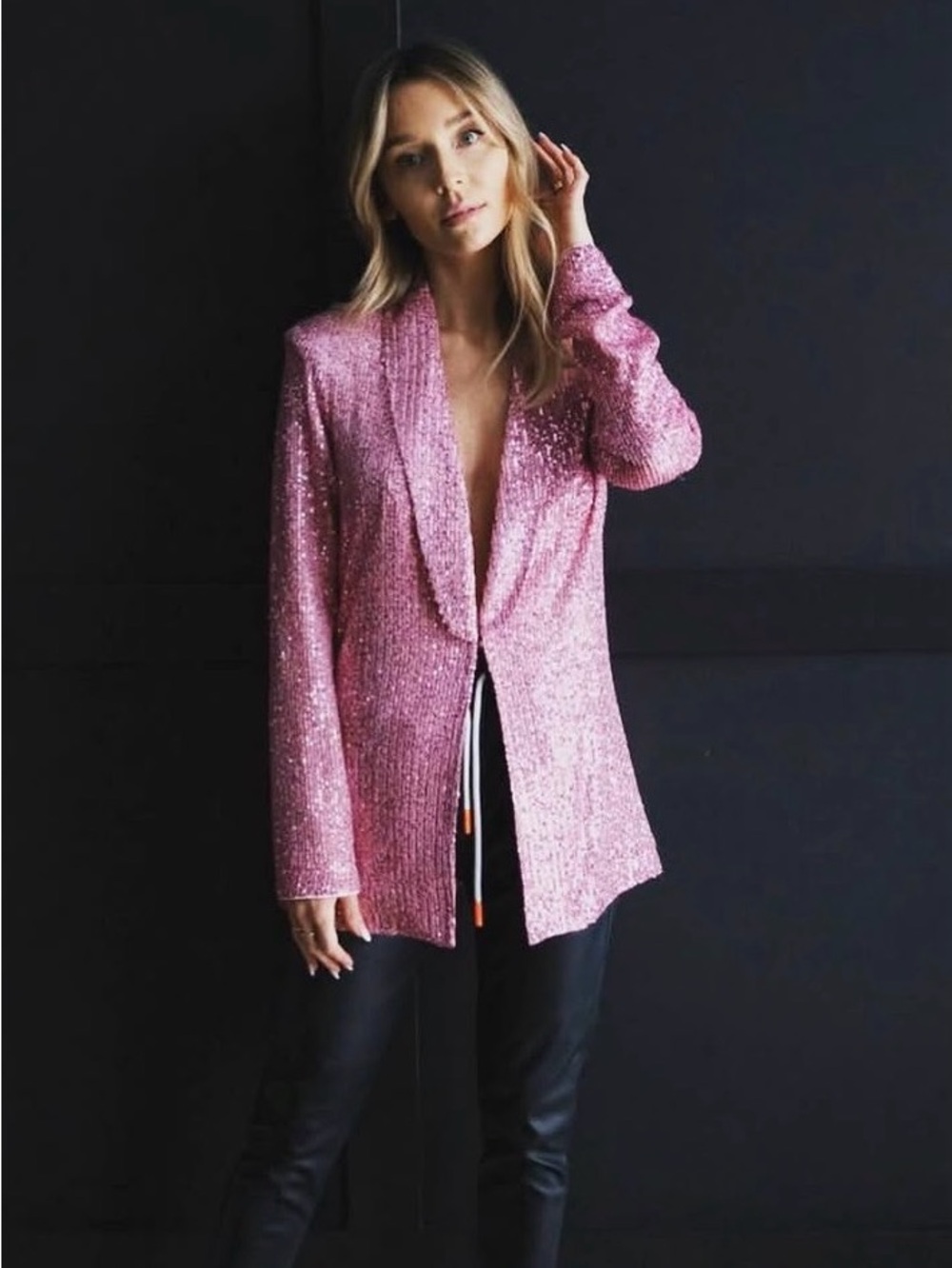 Sunshine Park pink sequin blazer, Small